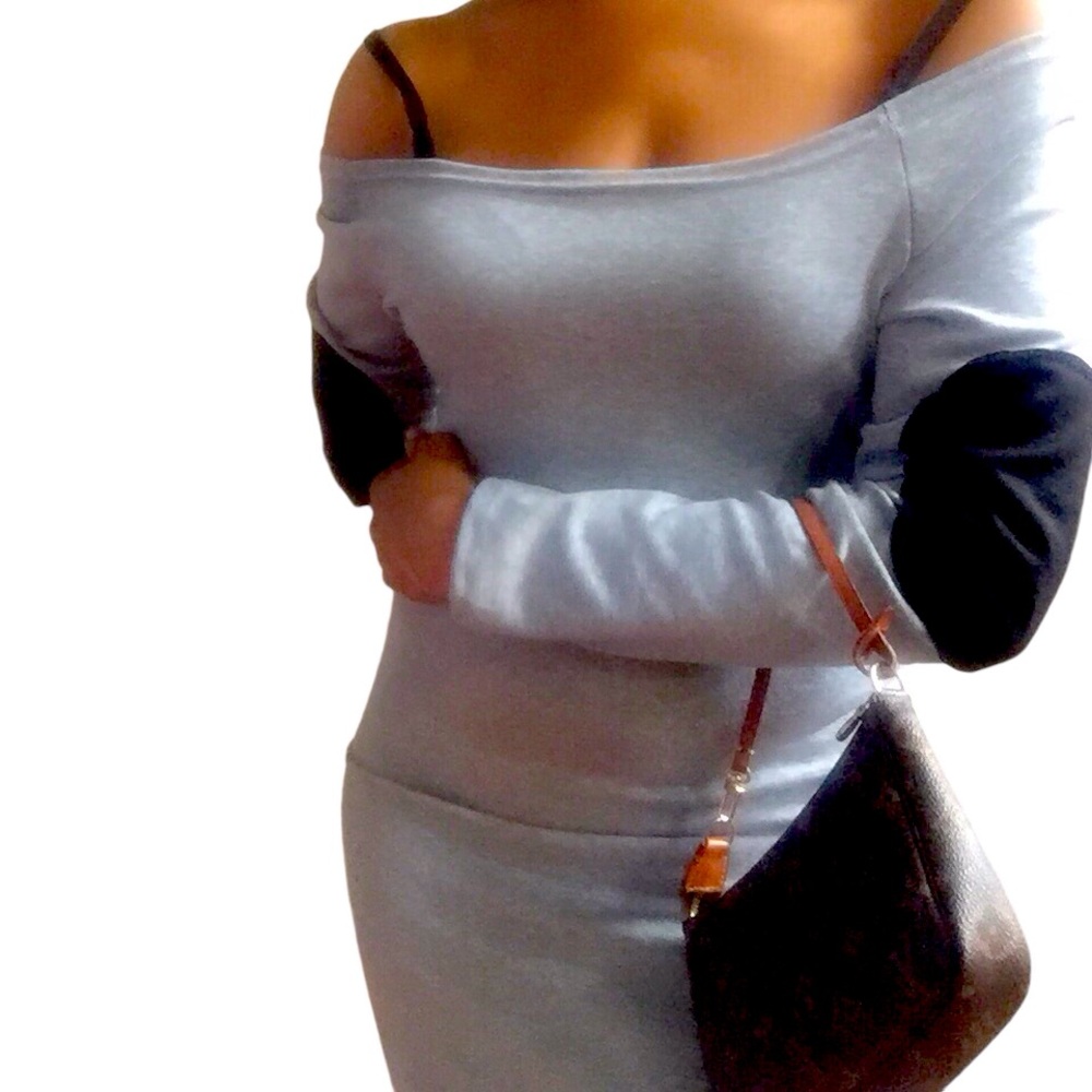 Off Shoulder Loungewear Sweatshirt Dress Women Color Gray Size S